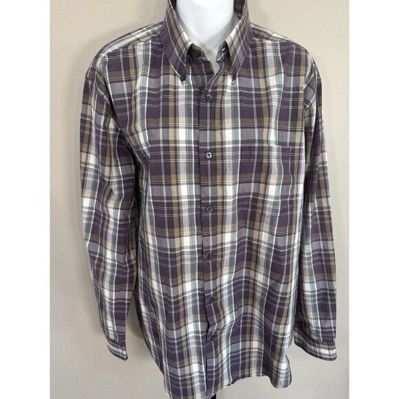 Alexander Julian Colours Shirt Mens L Purple Plaid L Sleeve Cotton/Poly - Picture 1 of 4